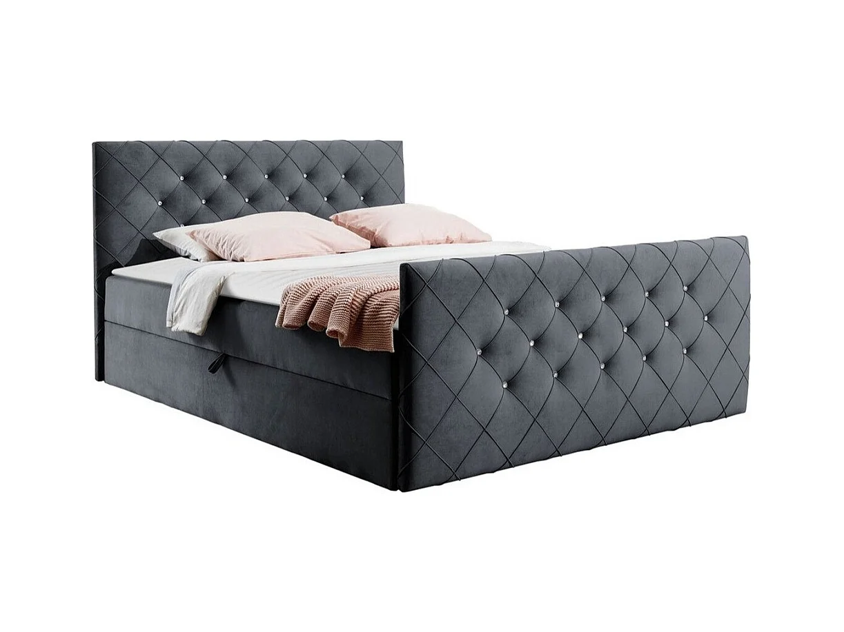 Cama continental Baltimore 158, Casal, Cinzento, Tecido, 20x21x10cm