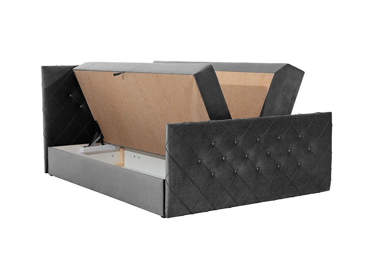 Cama continental Baltimore 158, Casal, Cinzento, Tecido, 20x21x10cm