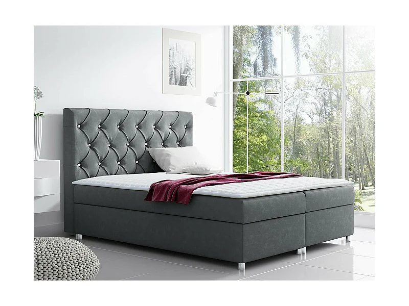 Cama continental Baltimore 112, Continental, Cinzento, Tecido