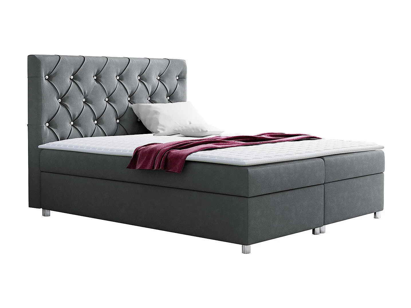 Cama continental Baltimore 112, Continental, Doble, Gris, 200x200, Tapiz, Somieres, 200cm