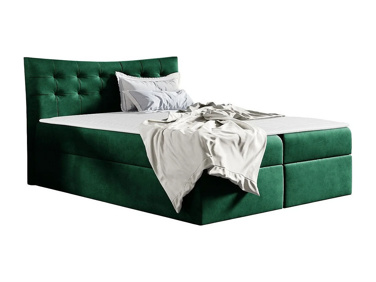 Lit continental Baltimore 157, Double, Continental, Vert, 200x200, Tissu, Disponible,