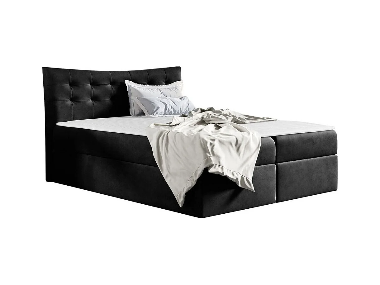 Lit continental Baltimore 157, Continental, Double, Gris, 200x200, Tapisserie, 204x213cm