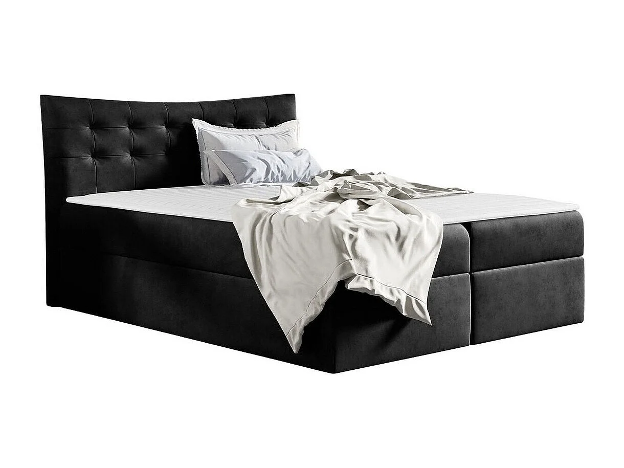 Cama continental Baltimore 157, Continental, Doble, Gris, 200x200, Tapiz, Somieres, 204cm