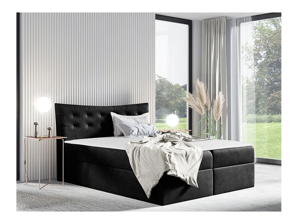 Letto continentale Baltimore 157, Continentale, Doppio, Grigio, 200x200, Arazzo, Con,
