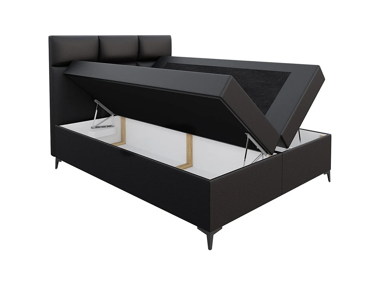 Cama continental Baltimore 134, Continental, Doble, Blanco, 200x200, Cuero ecológico,