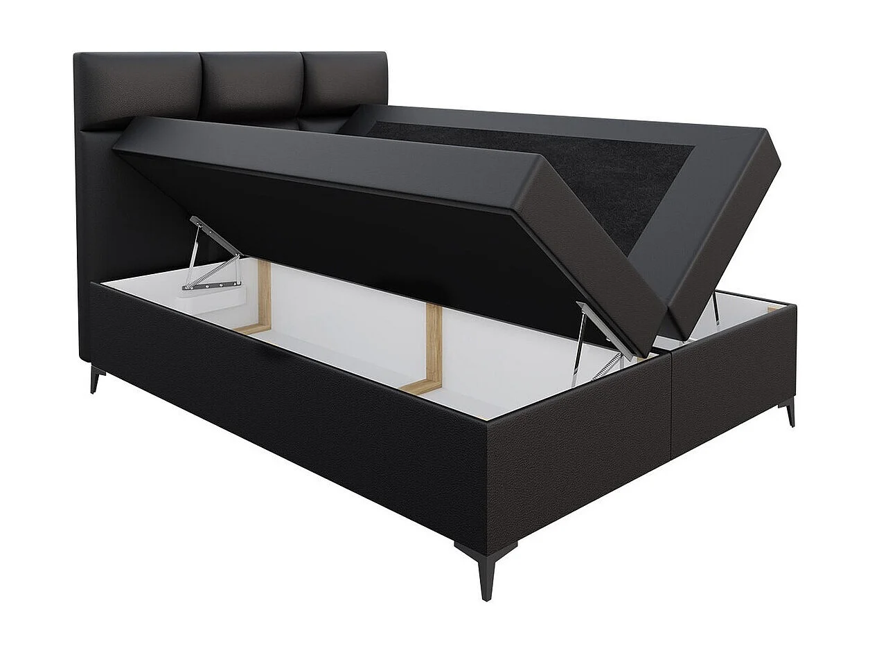 Cama continental Baltimore 134, Continental, Doble, Blanco, 200x200, Cuero ecológico,