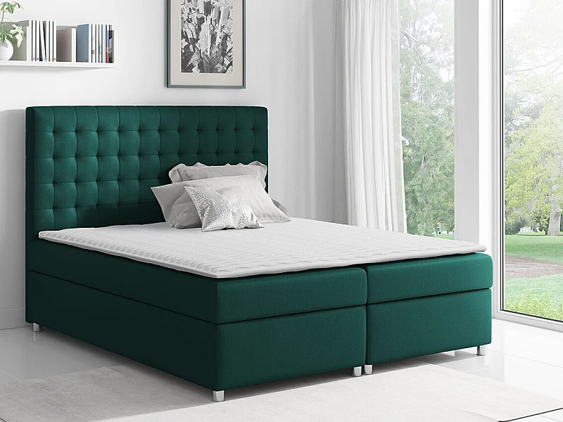 Cama continental Baltimore 115, Casal, Verde, Tecido, Estrados de cama