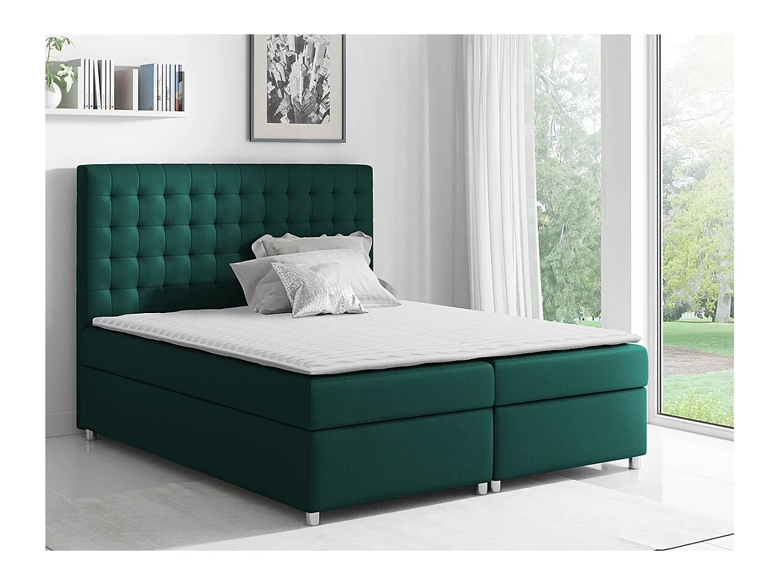 Lit continental Baltimore 115, Double, Continental, Vert, 200x200, Tapisserie, 200x213cm
