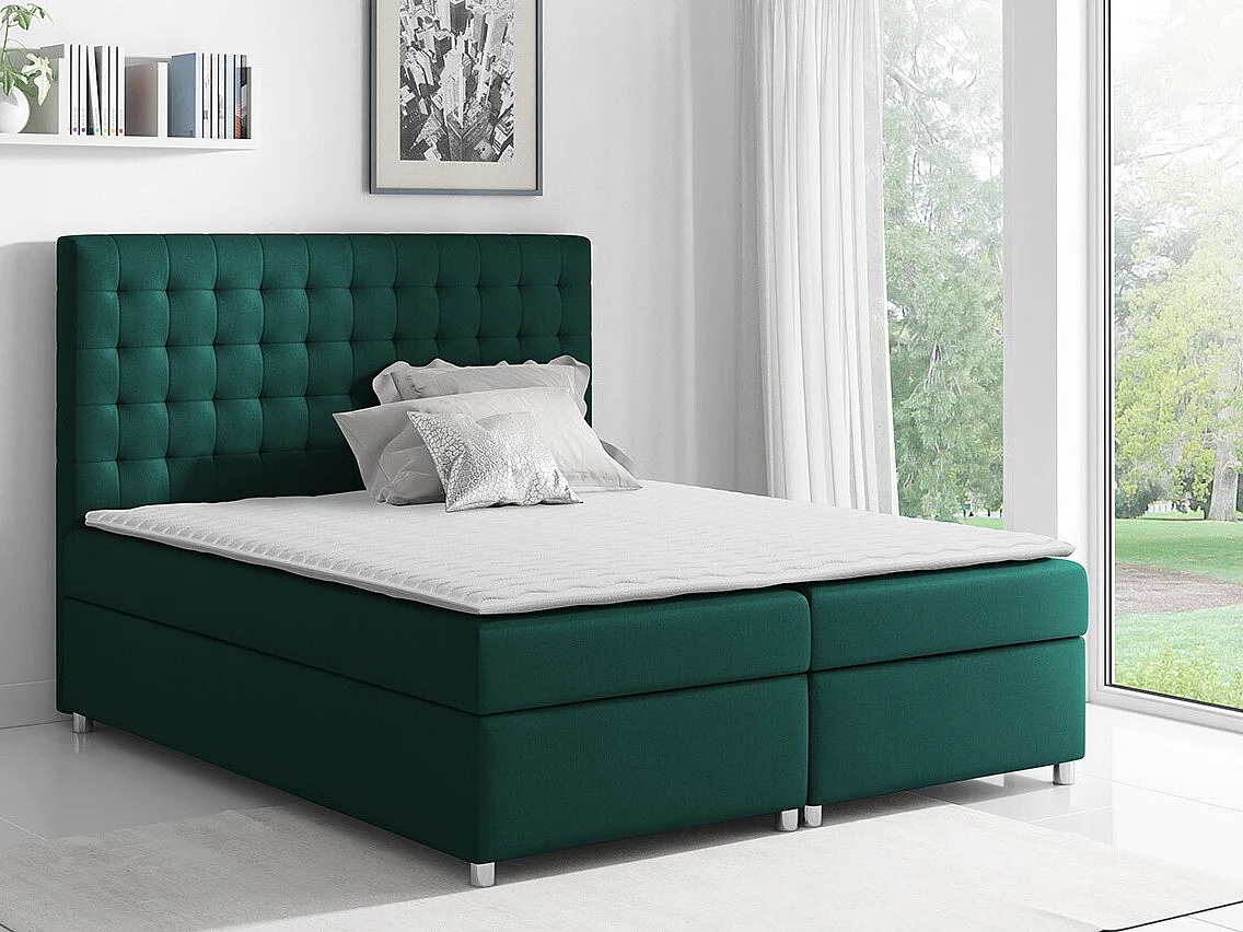 Cama continental Baltimore 115, Casal, Verde, Tecido, Estrados de cama