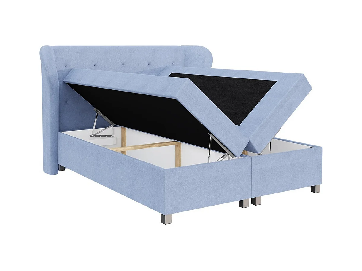 Lit continental Baltimore 123, Continental, Double, Bleu, 180x200, Tapisserie, 204x212cm