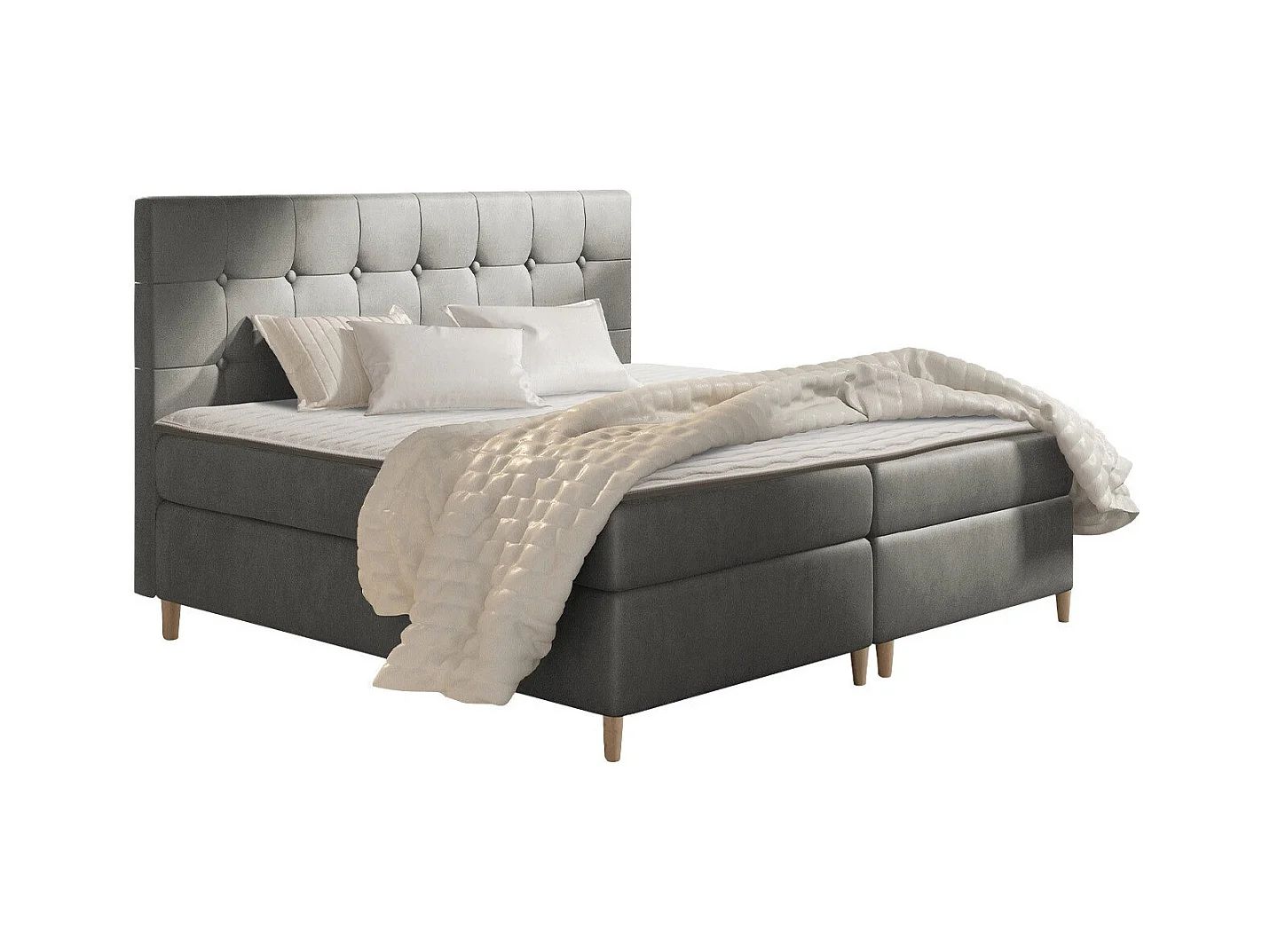 Cama continental Baltimore 130, Continental, Cinzento, Tecido