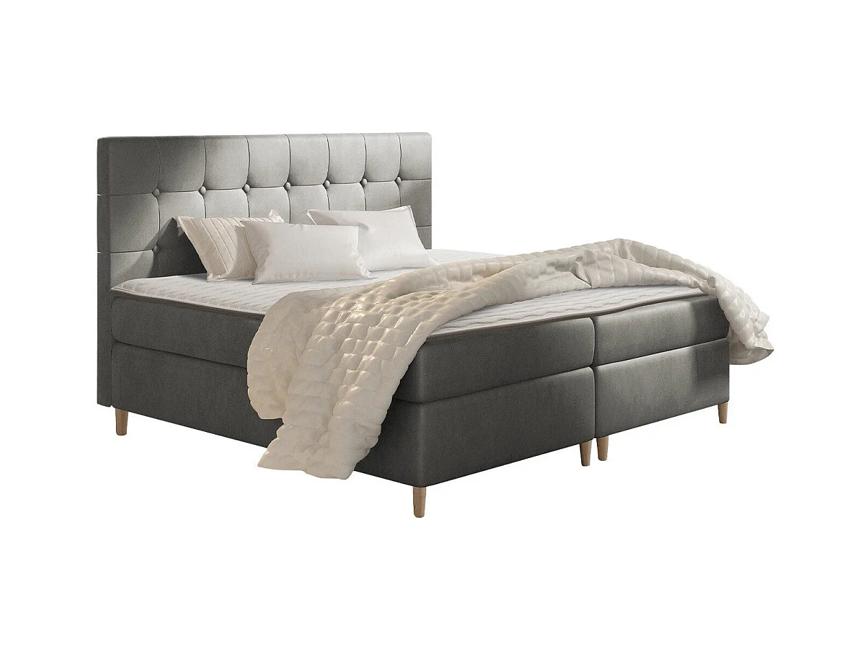 Cama continental Baltimore 130, Continental, Cinzento, Tecido