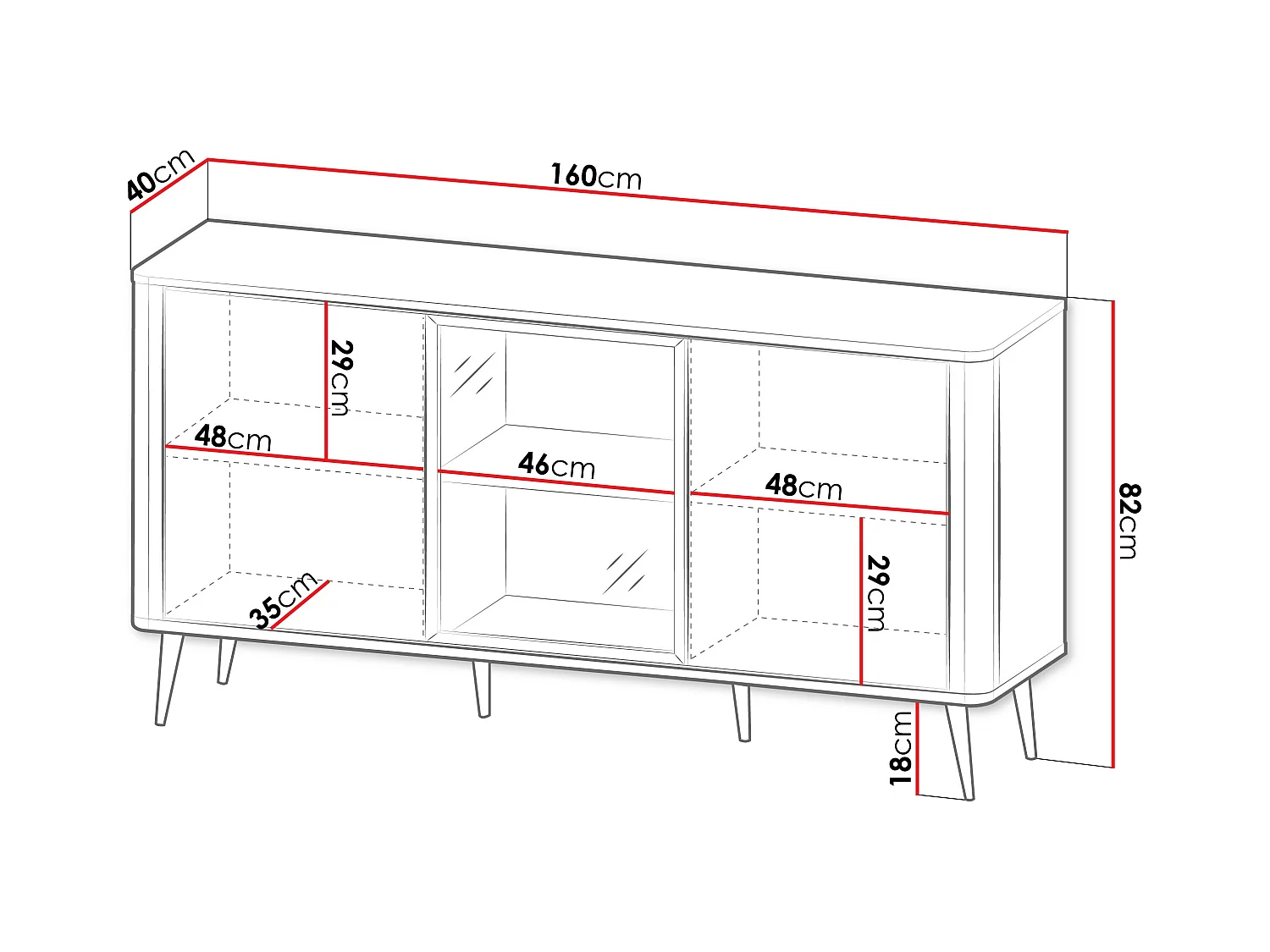 Buffet Lufela 105, Marbre gris|Cachemire, 82x160x40cm, Stratifié|Verre trempé|MDF