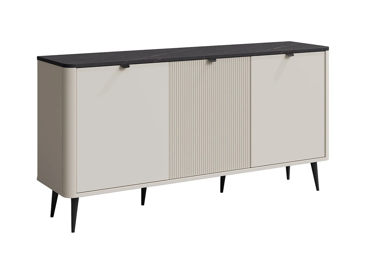 Aparador Lufela 106, Cachemira|Mármol gris, 82x160x40cm, MDF|Aglomerado laminado