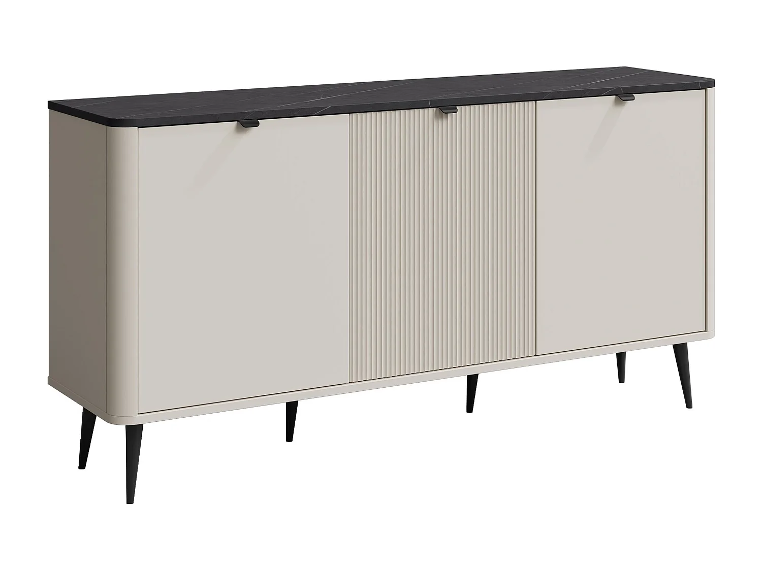 Buffet Lufela 106, Cachemire|Marbre gris, 82x160x40cm, MDF|Stratifié
