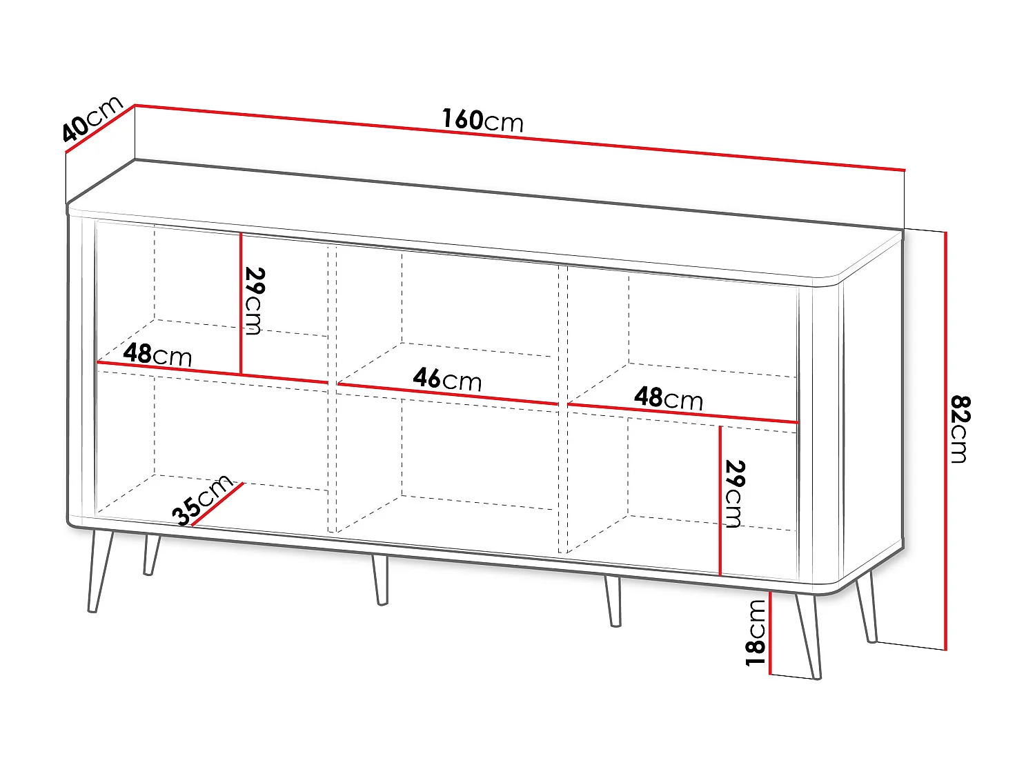 Buffet Lufela 106, Cachemire|Noyer, 82x160x40cm, MDF|Stratifié