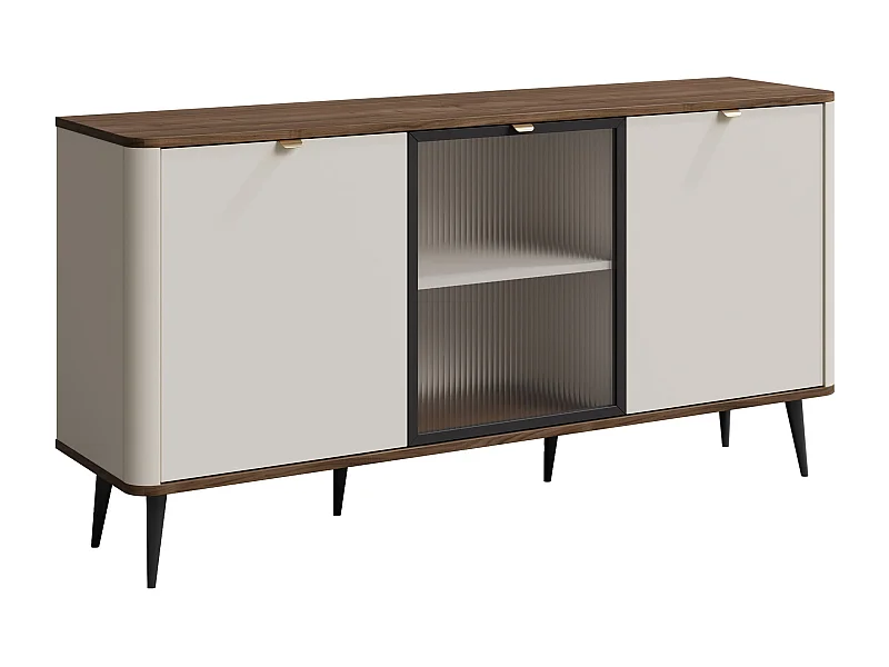 Buffet Lufela 105, Cachemire|Noyer, 82x160x40cm, Verre trempé|MDF|Stratifié