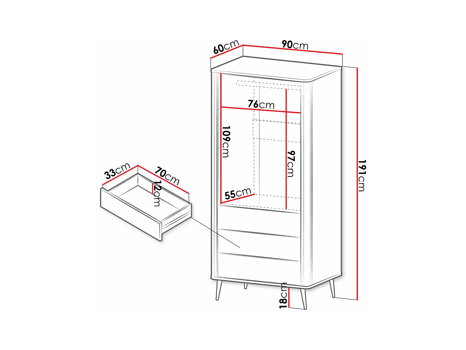 Roupeiro Lufela 100, 19x9x6cm