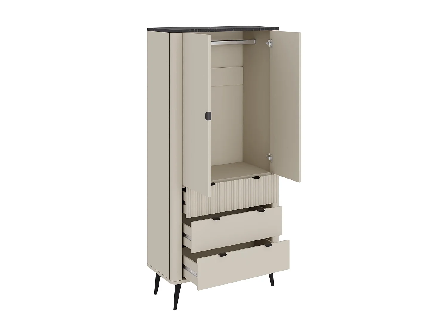 Armoire Lufela 100, Marbre gris|Cachemire, 191x90x60cm