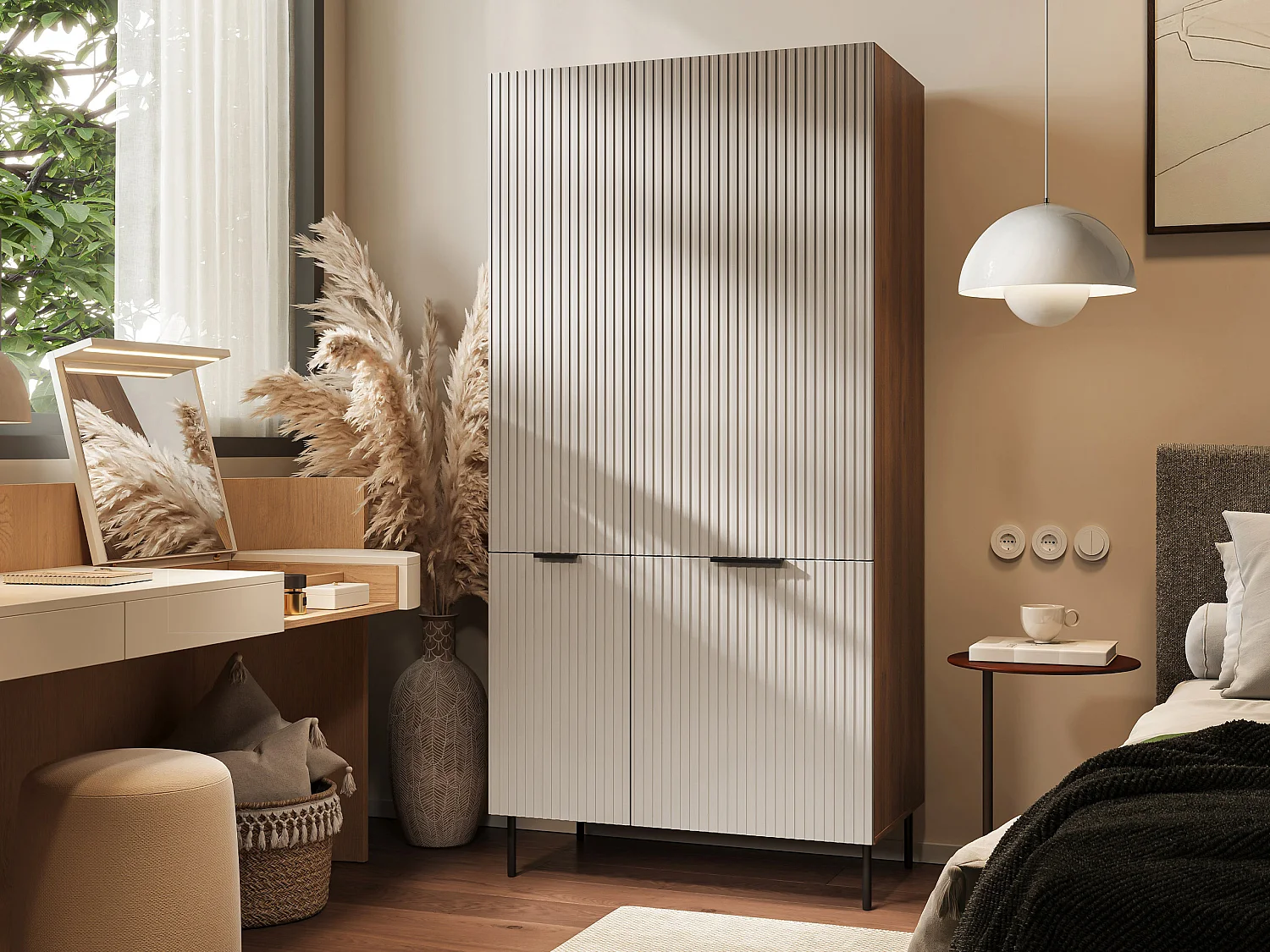 Armario Mardalu 104, Cachemira|Nogal, 186x90x52cm, Puertas de armario: Con bisagras