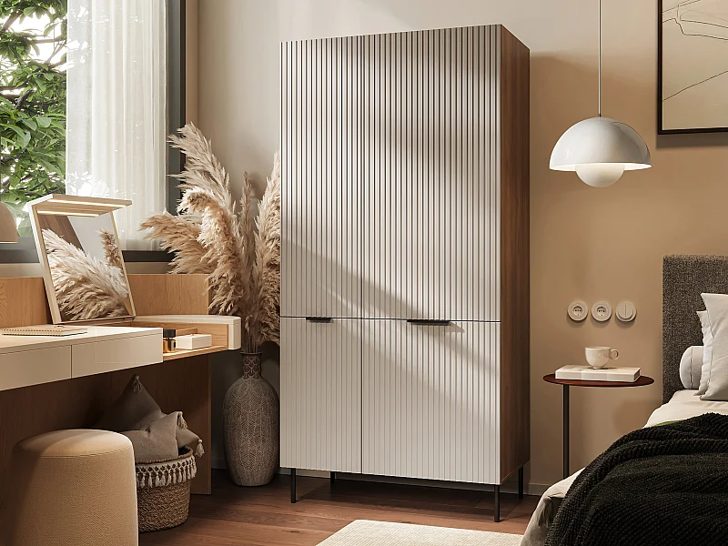 Armario Mardalu 104, Cachemira|Nogal, 186x90x52cm, Puertas de armario: Con bisagras