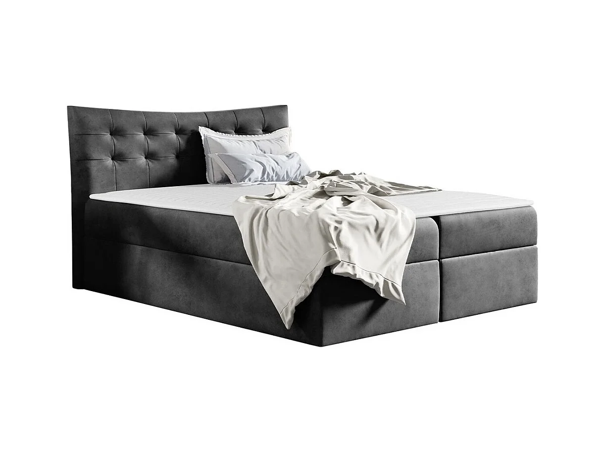 Letto continentale Baltimore 157, Doppio, Continentale, Grigio, 200x200, Arazzo, 204cm