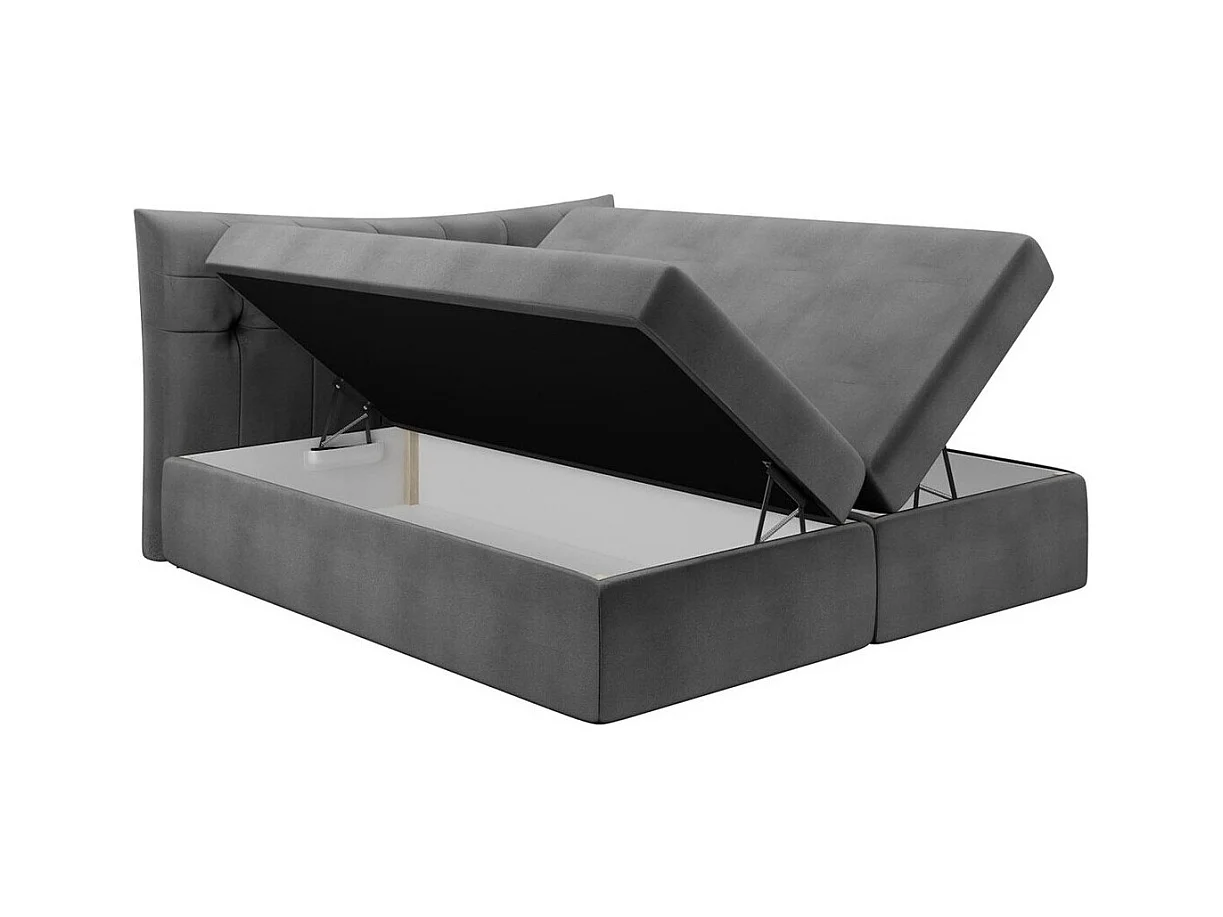 Letto continentale Baltimore 157, Doppio, Continentale, Grigio, 200x200, Arazzo, 204cm