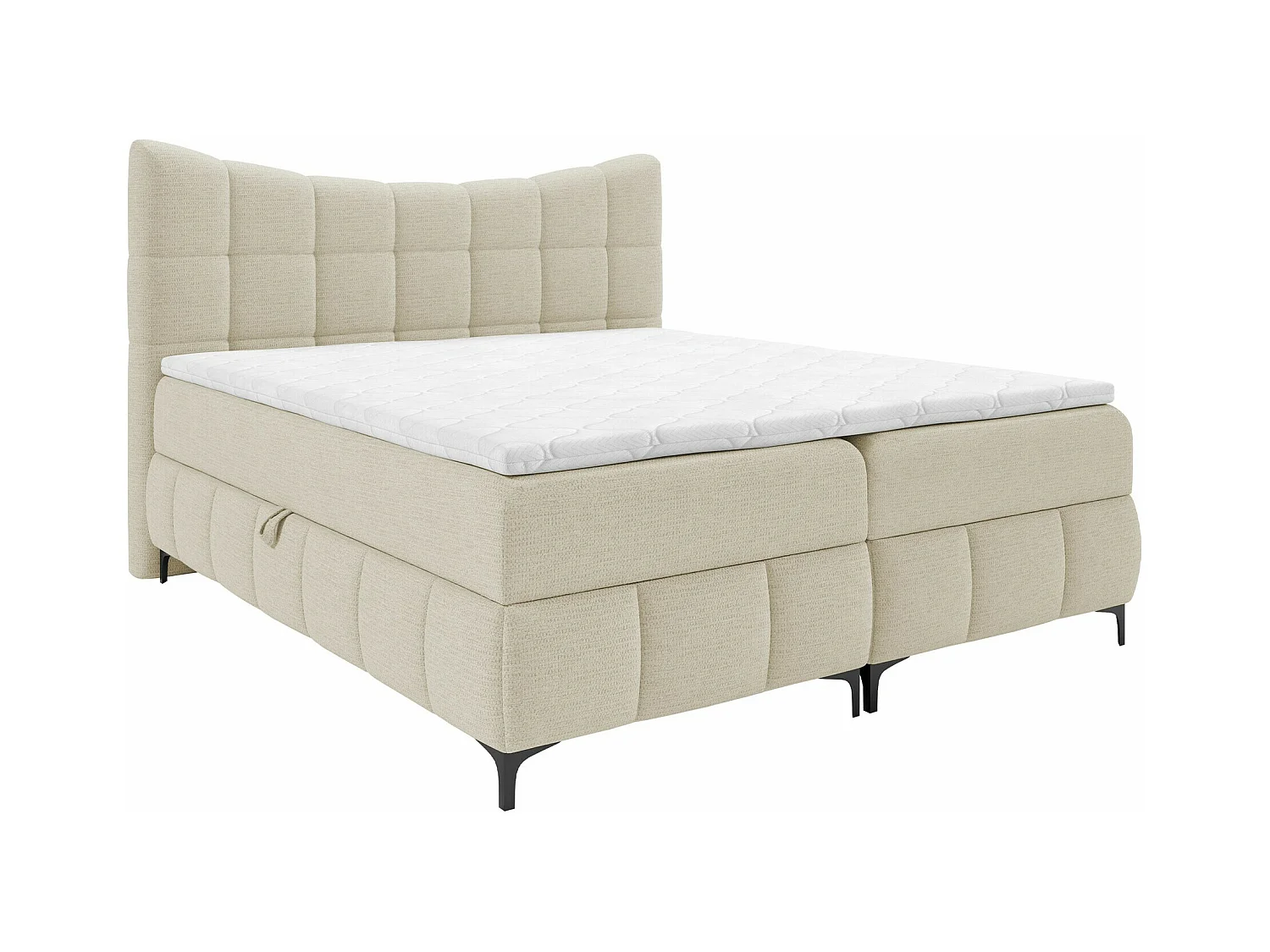 Cama continental Baltimore 193, Continental, Castanho claro, Tecido