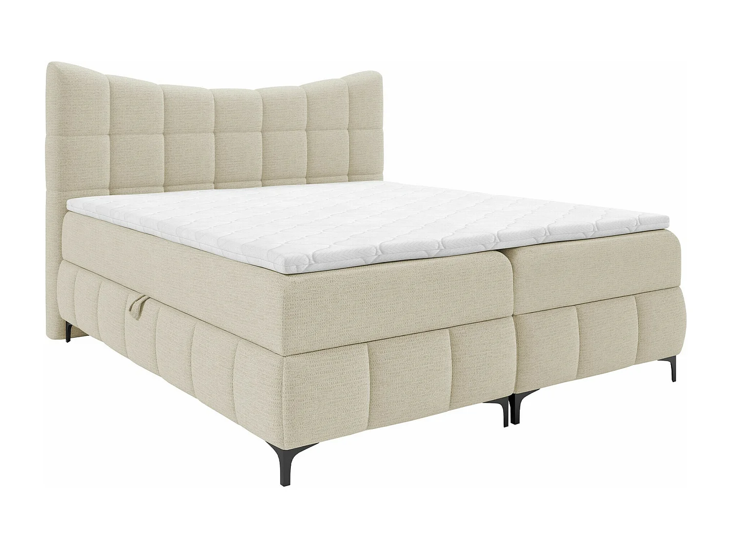 Cama continental Baltimore 193, Continental, Doble, De color marrón claro, 200x200, Tapiz
