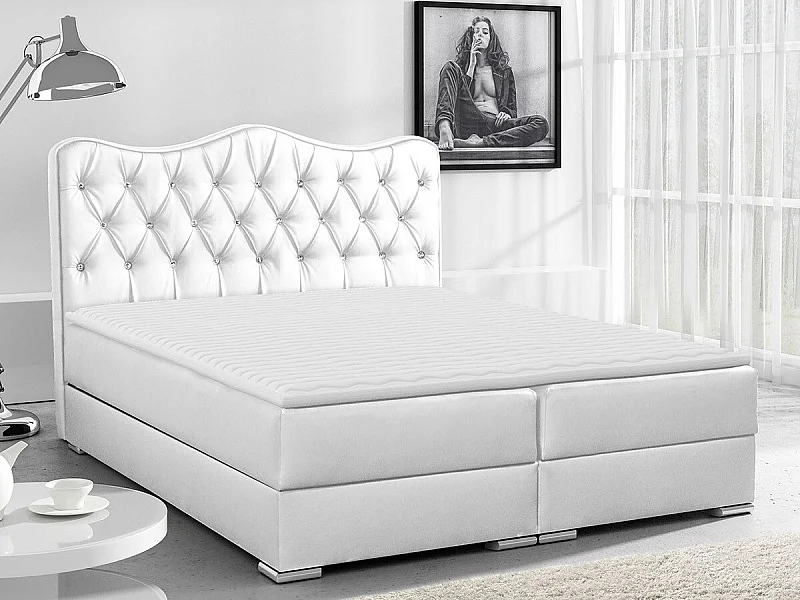 Cama continental Baltimore 140, Continental, Branco, Eco couro