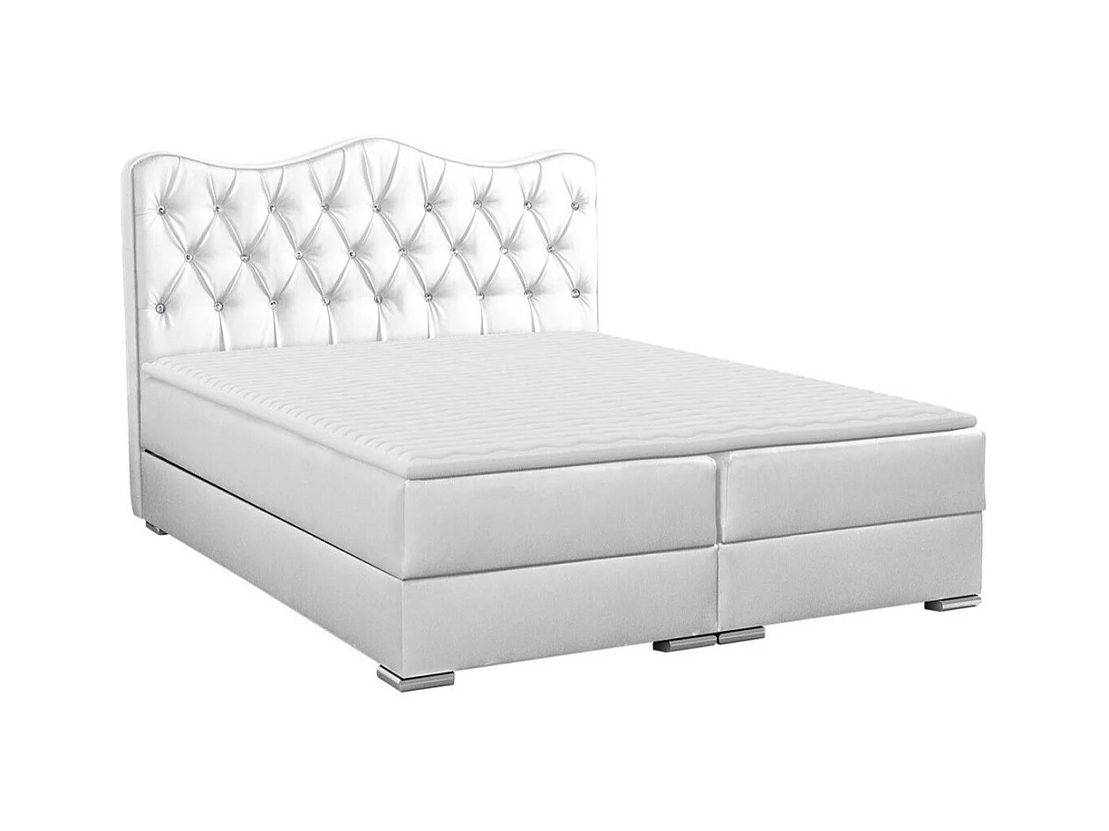 Cama continental Baltimore 140, Continental, Branco, Couro Ecológico