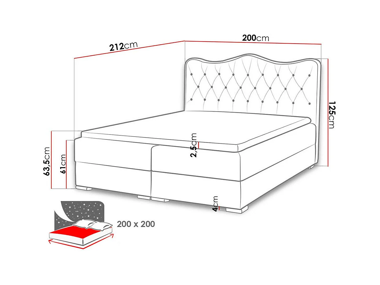 Cama continental Baltimore 140, Continental, Branco, Couro Ecológico