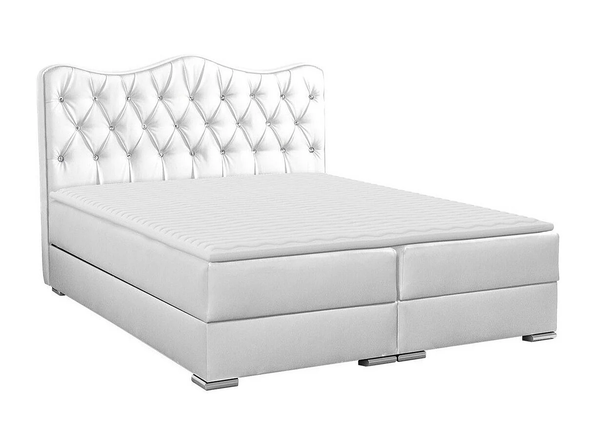 Cama continental Baltimore 140, Continental, Doble, Blanco, 200x200, Cuero ecológico,