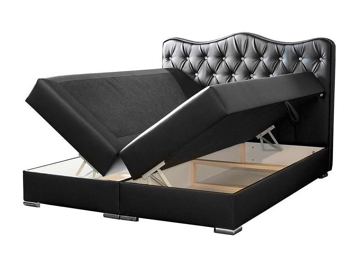 Cama continental Baltimore 140, Continental, Doble, Blanco, 200x200, Cuero ecológico,