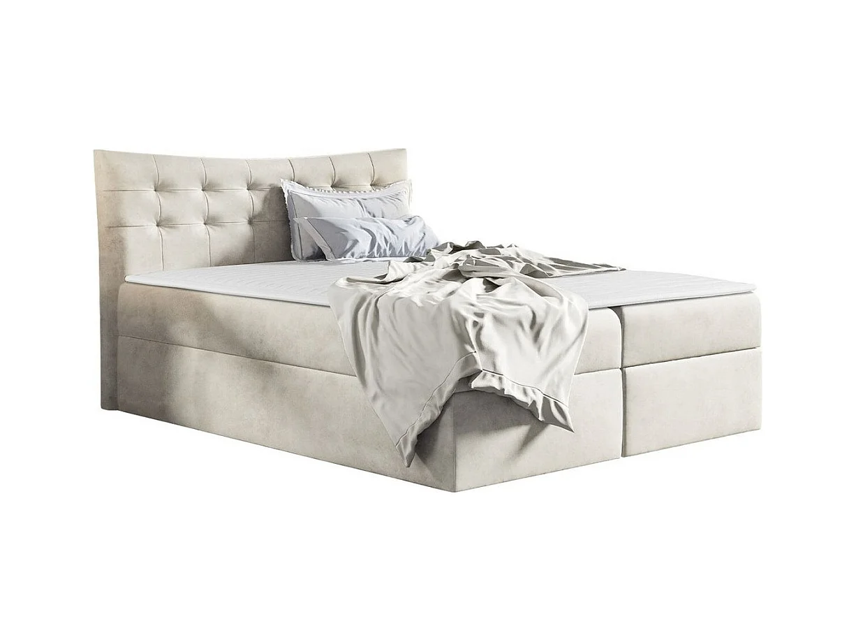 Lit continental Baltimore 157, Continental, Double, Brun clair, 200x200, Tapisserie,