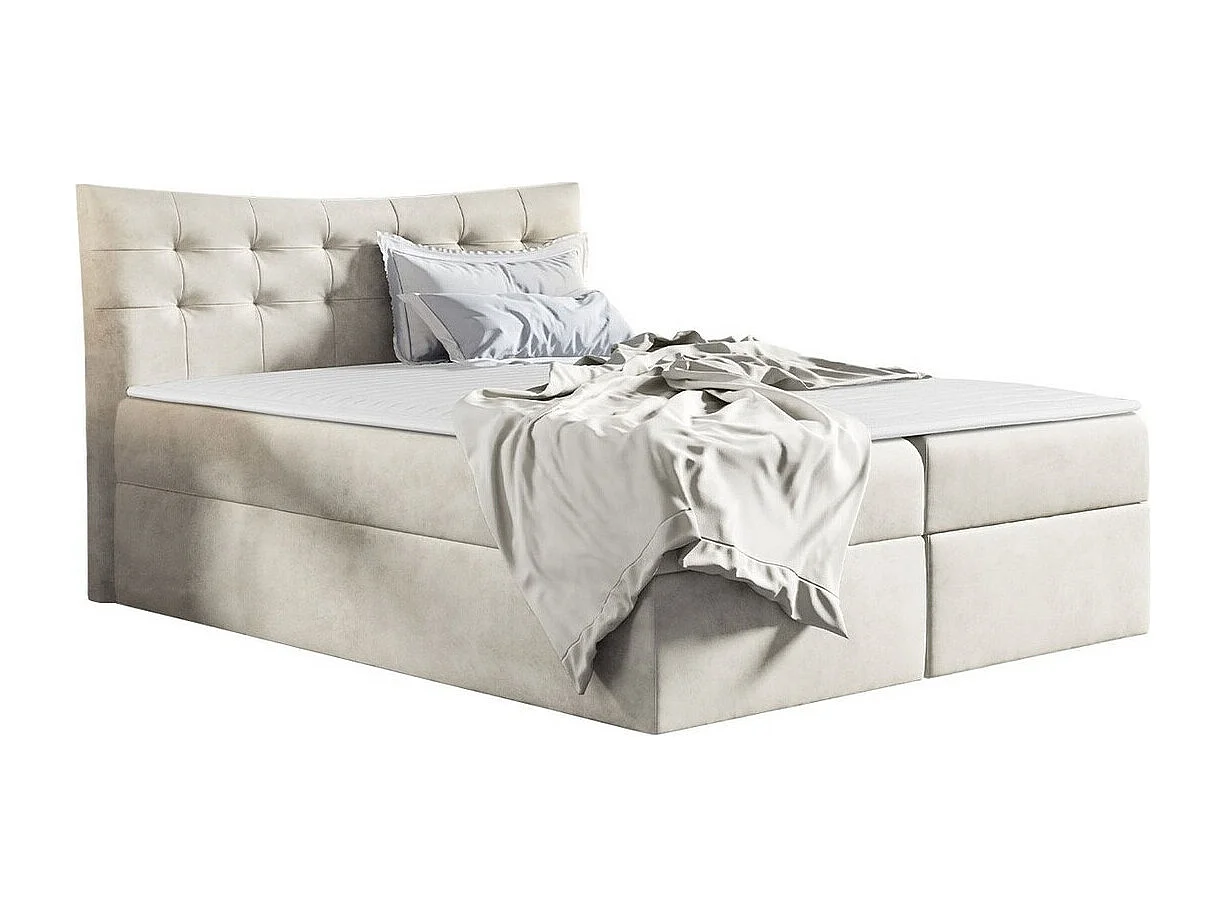 Cama continental Baltimore 157, Continental, Doble, De color marrón claro, 200x200, Tapiz