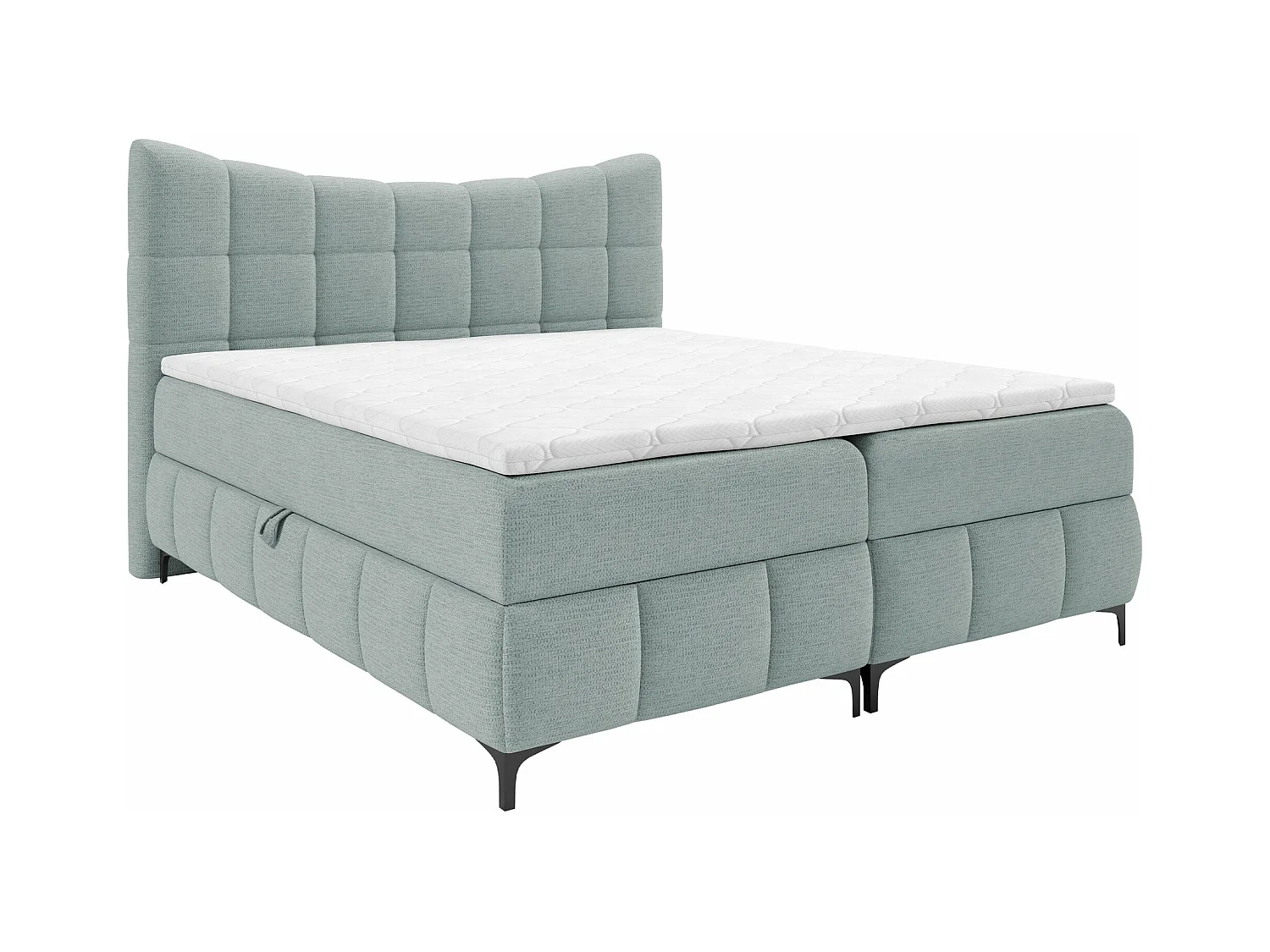 Cama continental Baltimore 193, Casal, Cinzento, Tecido, 20x21x12cm