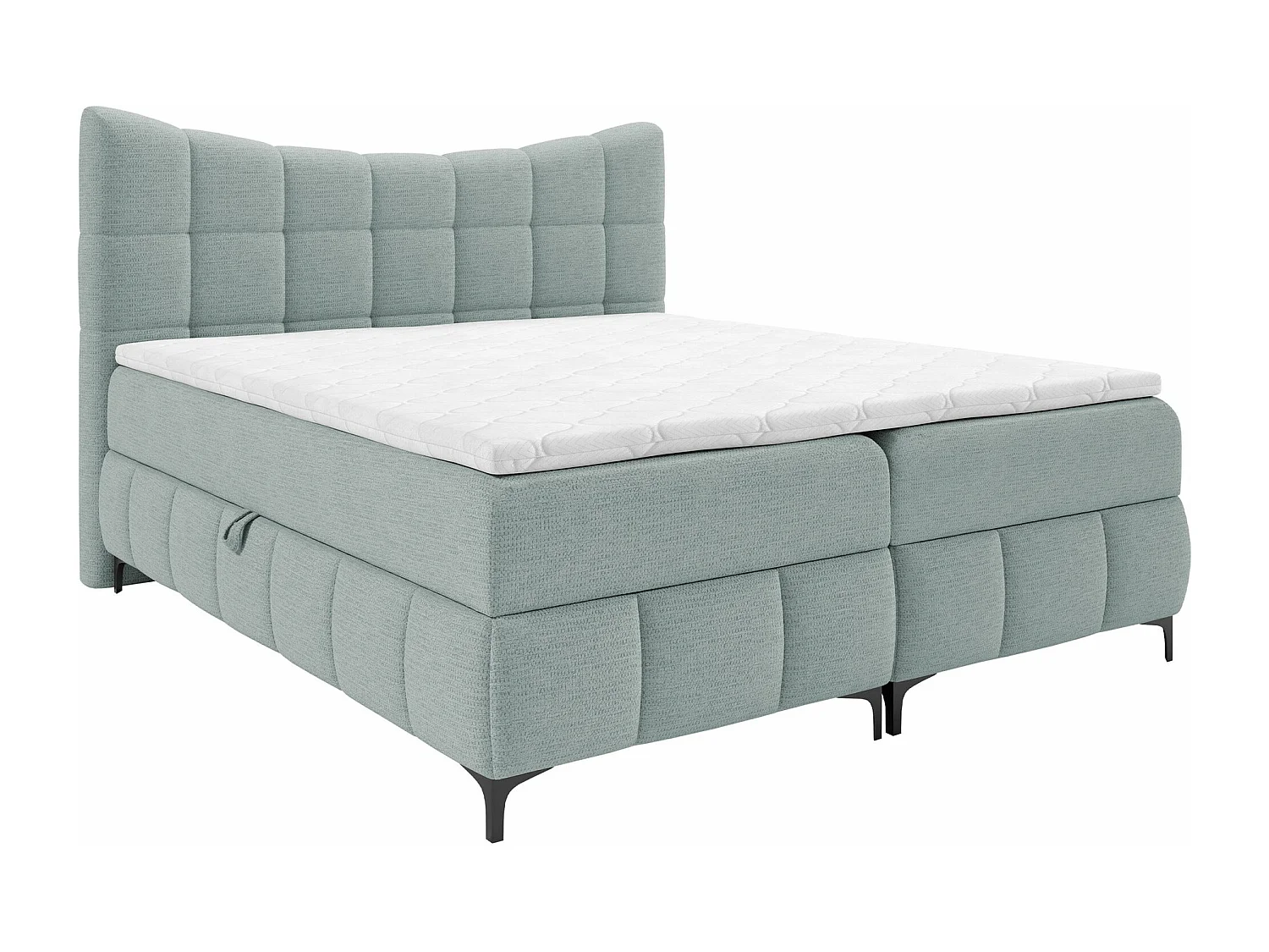 Lit continental Baltimore 193, Continental, Double, Gris, 200x200, Tissu, Disponible,