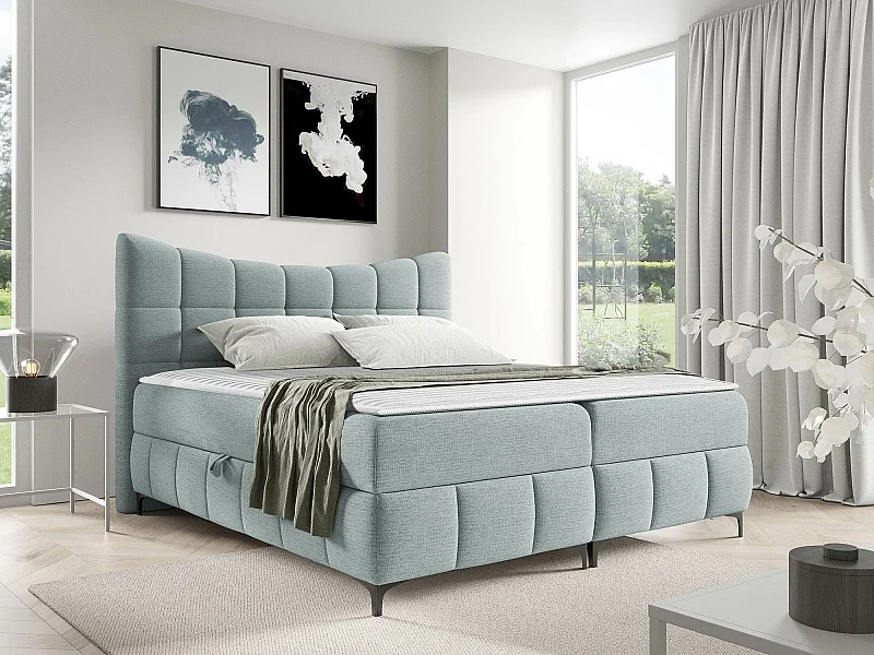 Cama continental Baltimore 193, Continental, Doble, Gris, 200x200, Tapiz, Somieres, 204cm