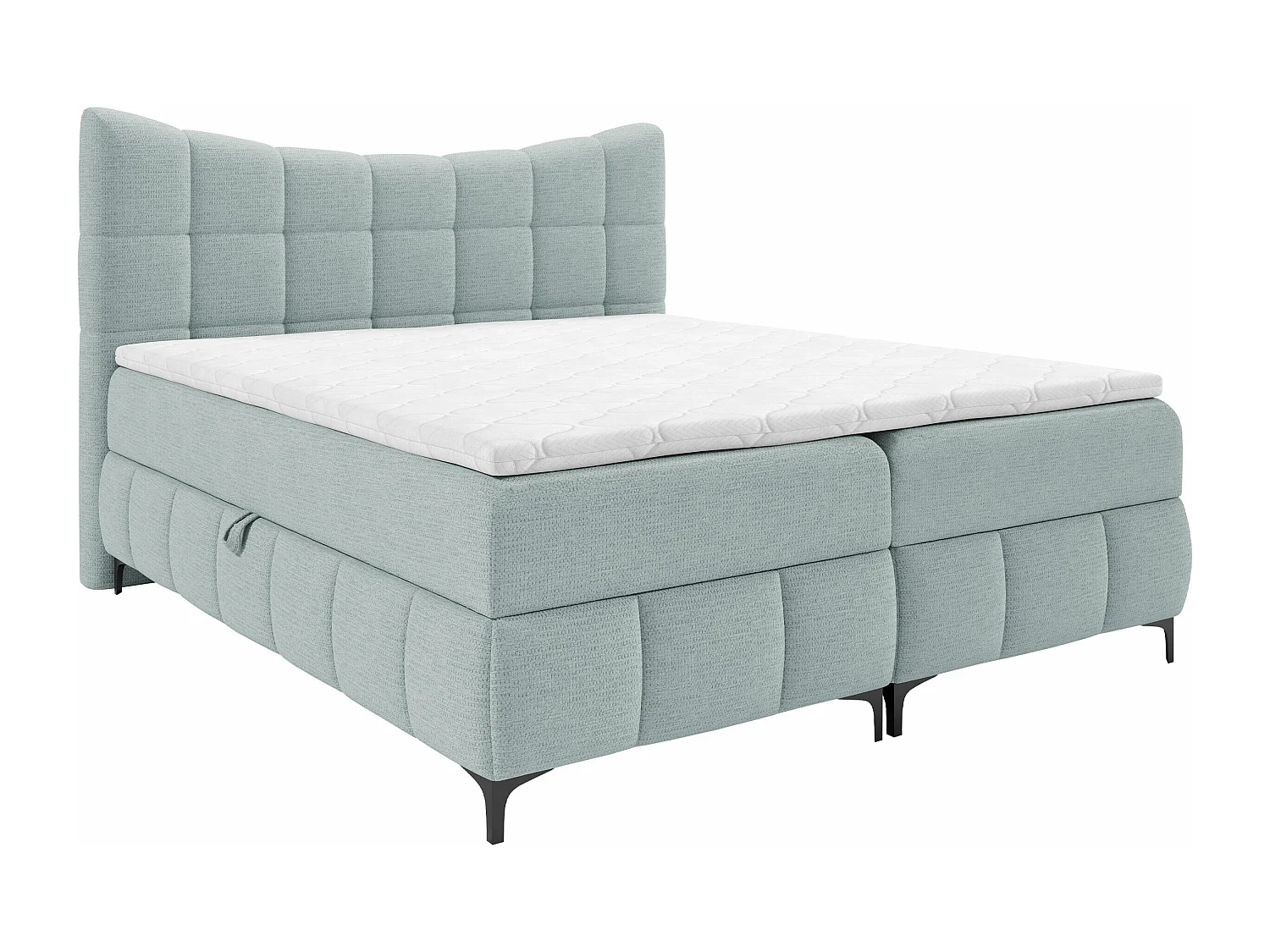 Cama continental Baltimore 193, Continental, Doble, Azul, 200x200, Tapiz, Somieres, 204cm