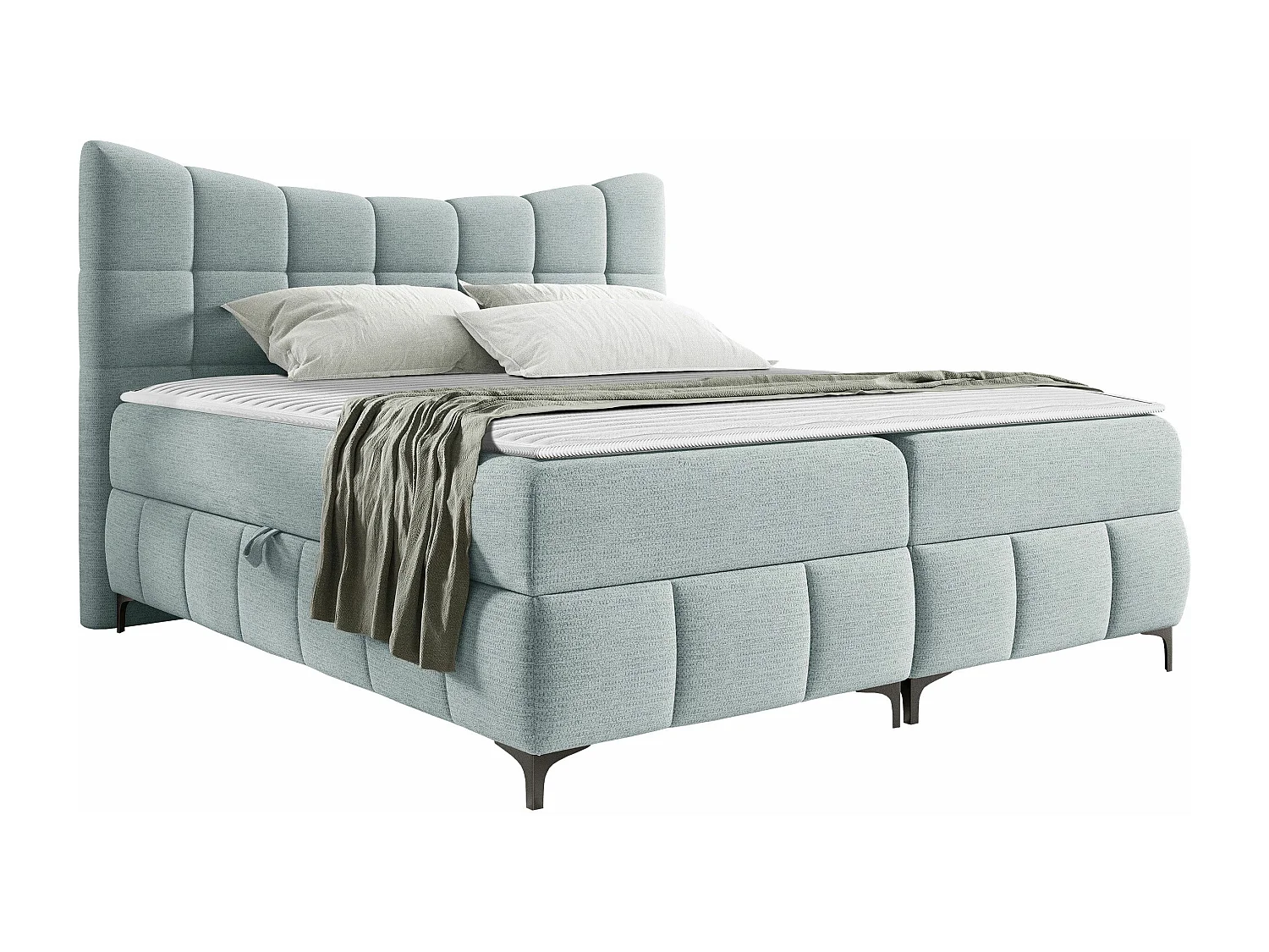 Cama continental Baltimore 193, Continental, Doble, Azul, 200x200, Tapiz, Somieres, 204cm