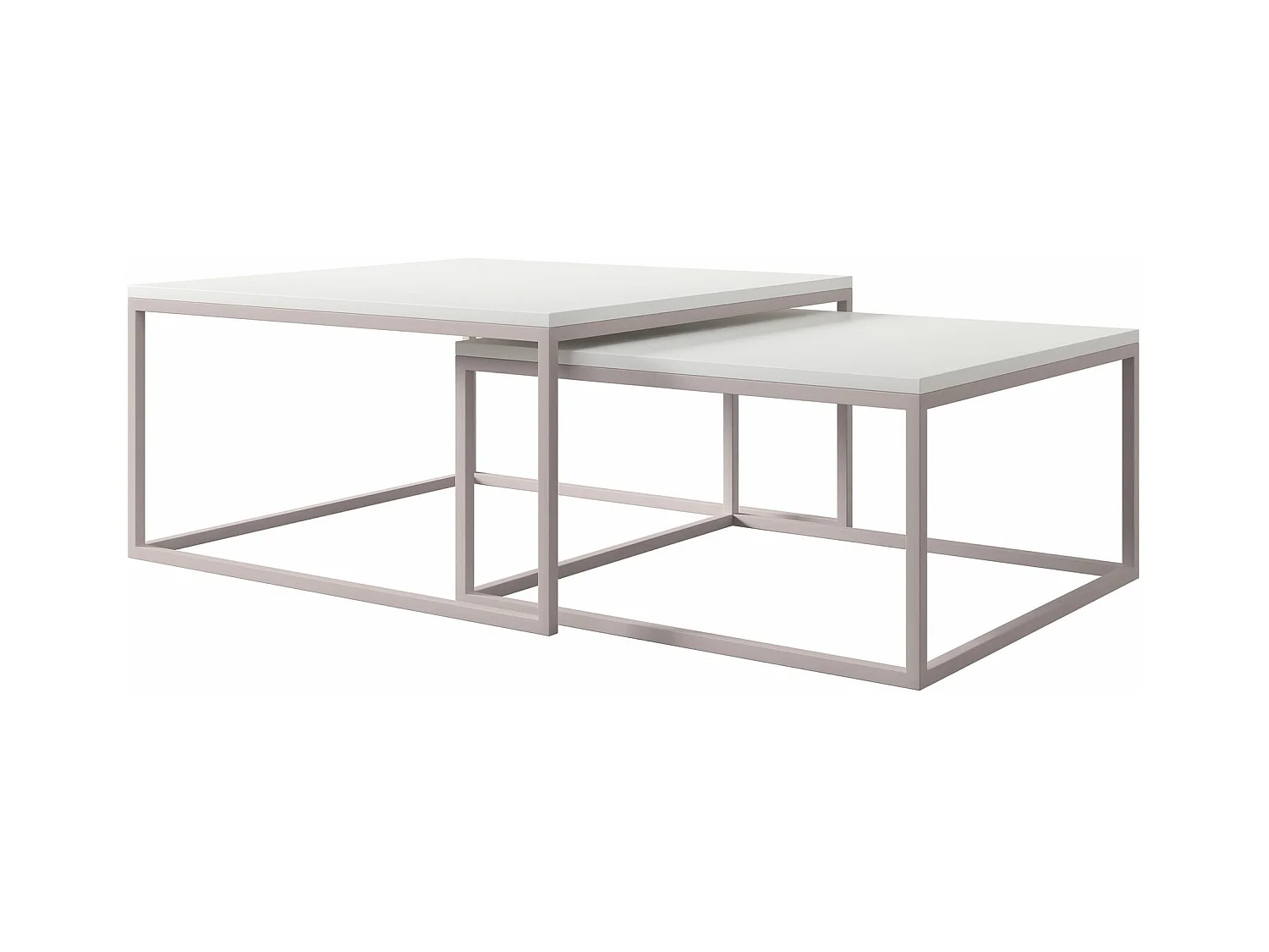 Ensemble tables basses Oswego 133, Cachemire|Blanc, 39x76x76cm, Stratifié, Angulaire