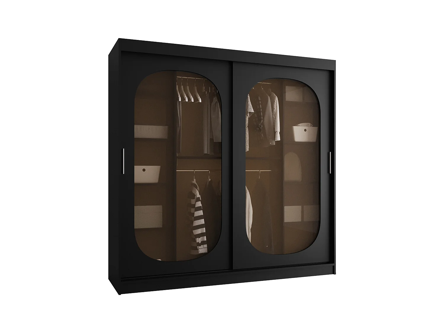 Armario Hartford 521, Negro, 200x200x62cm, Puertas de armario: Correderas