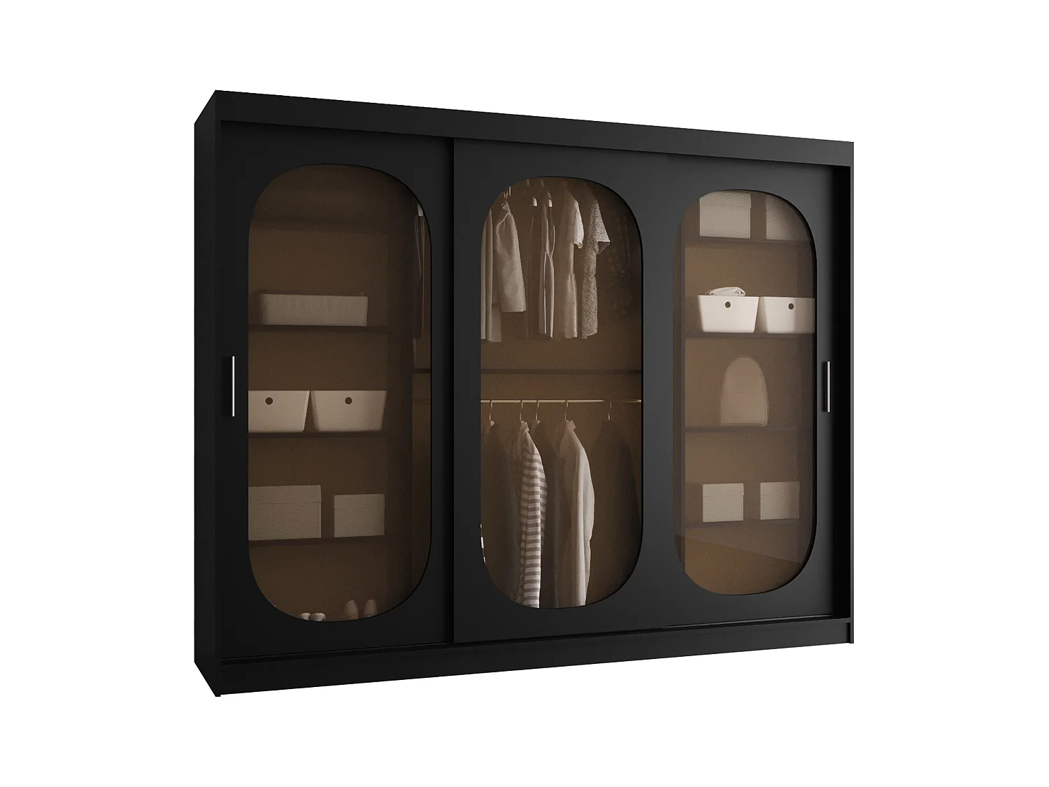 Armario Hartford 522, Negro, 200x250x62cm, Puertas de armario: Correderas