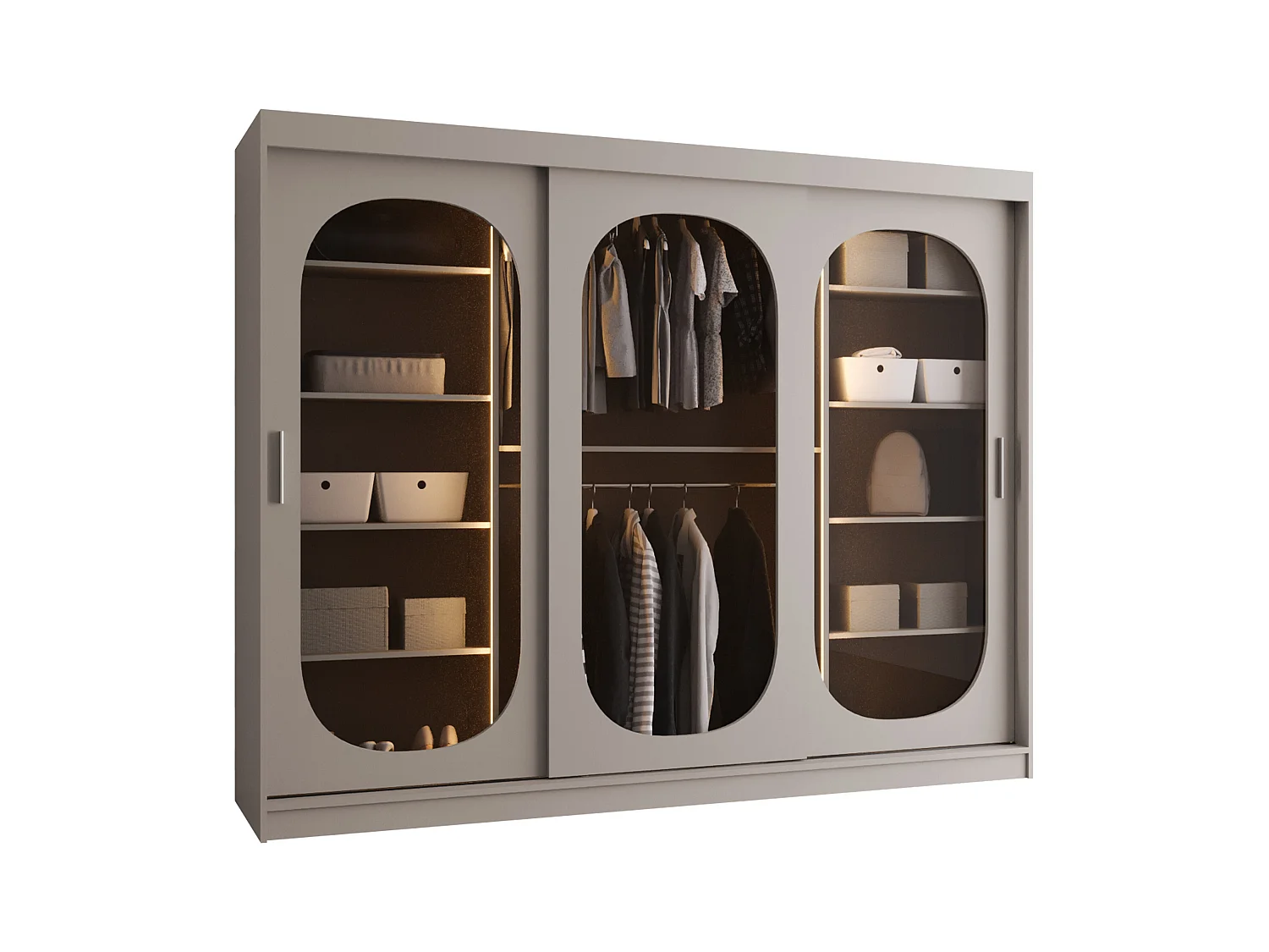 Armoire Hartford 522, Cachemire, 200x250x62cm, Portes d'armoire: Coulissantes