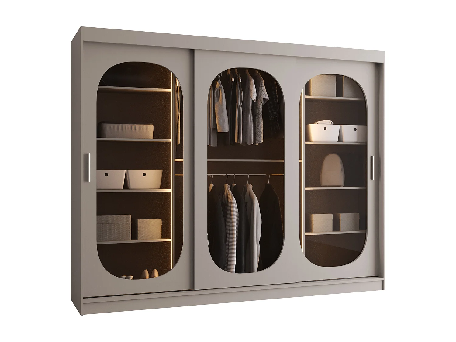 Armoire Hartford 522, Cachemire, 200x250x62cm, Portes d'armoire: Coulissantes