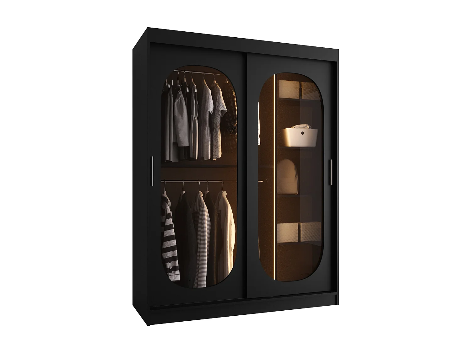 Armario Hartford 519, Negro, 200x150x62cm, Puertas de armario: Correderas