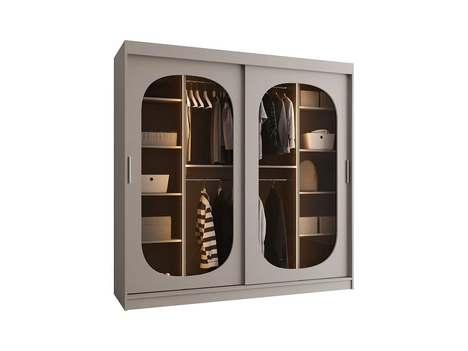 Armoire Hartford 521, Cachemire, 200x200x62cm, Portes d'armoire: Coulissantes