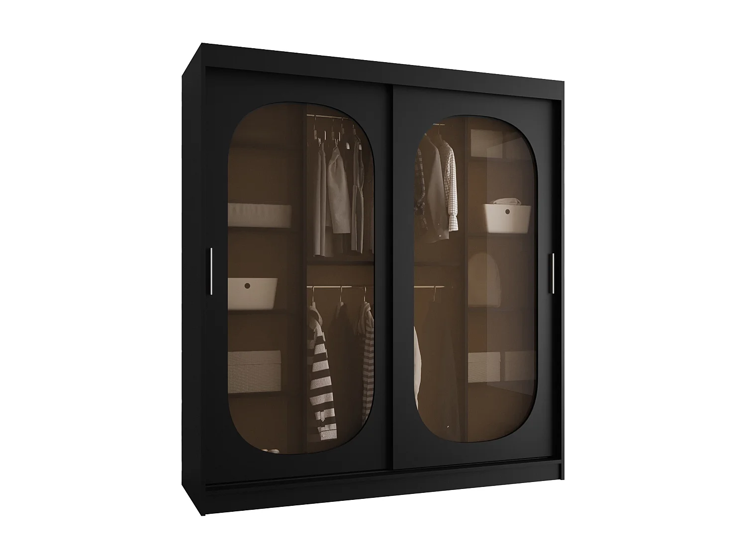 Armario Hartford 520, Negro, 200x180x62cm, Puertas de armario: Correderas