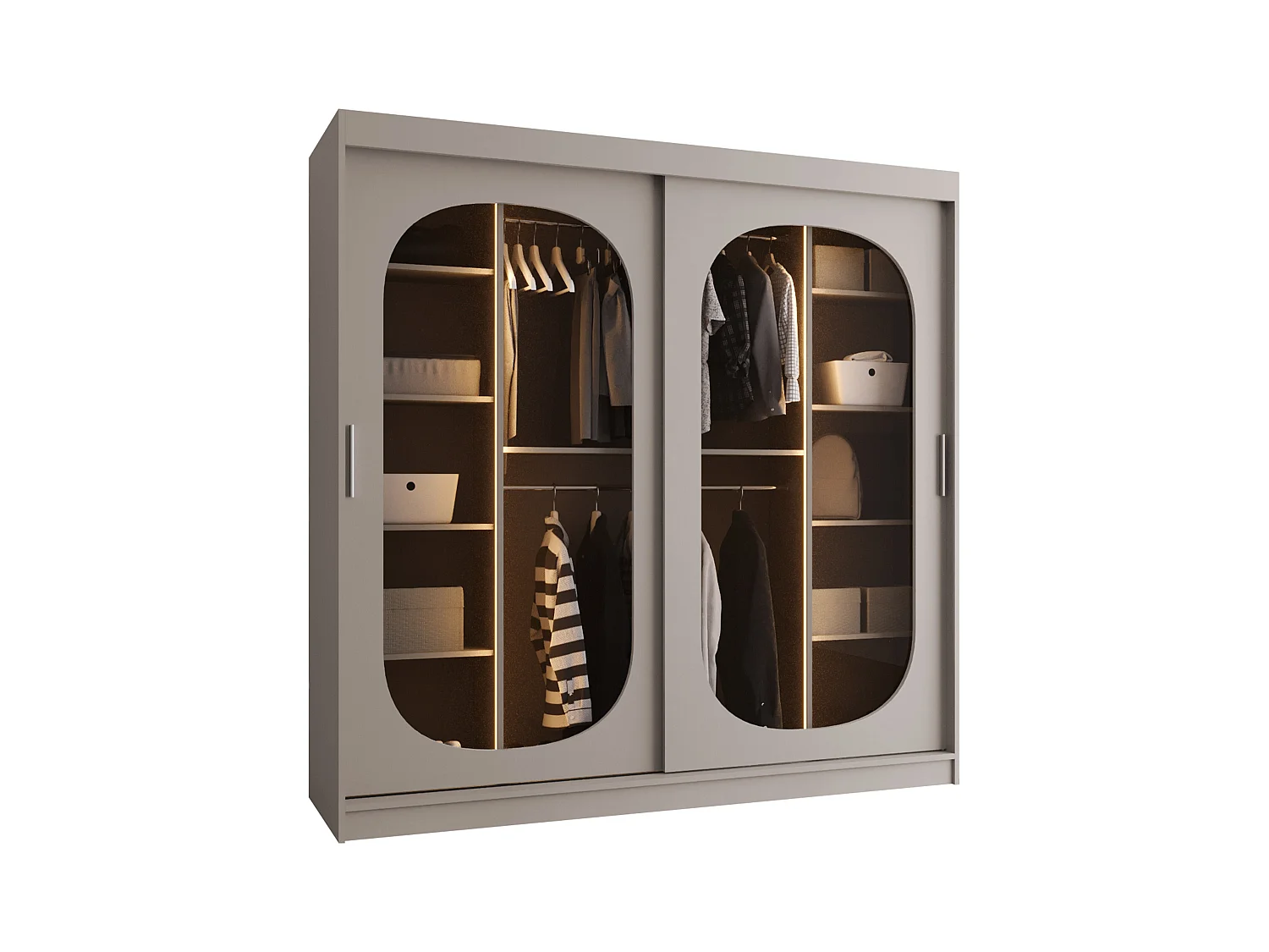 Armoire Hartford 521, Cachemire, 200x200x62cm, Portes d'armoire: Coulissantes